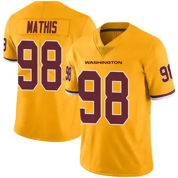 Men's Phidarian Mathis Washington Commanders Limited Gold Color Rush Jersey